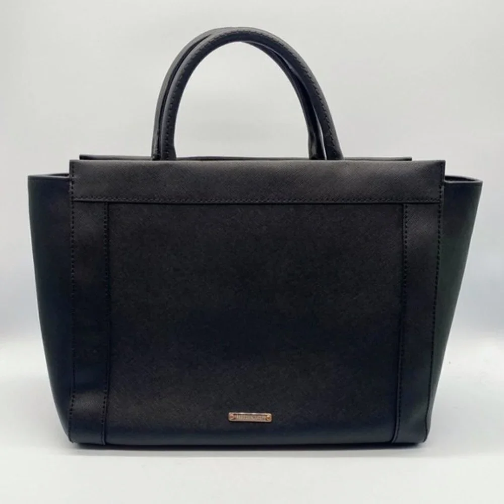 REBECCA Minkoff black textured leather crossbody satchel bag